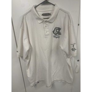 Coogi Mens Polo Shirt Size 3XL White Embroidered Premium Collection Short Sleeve